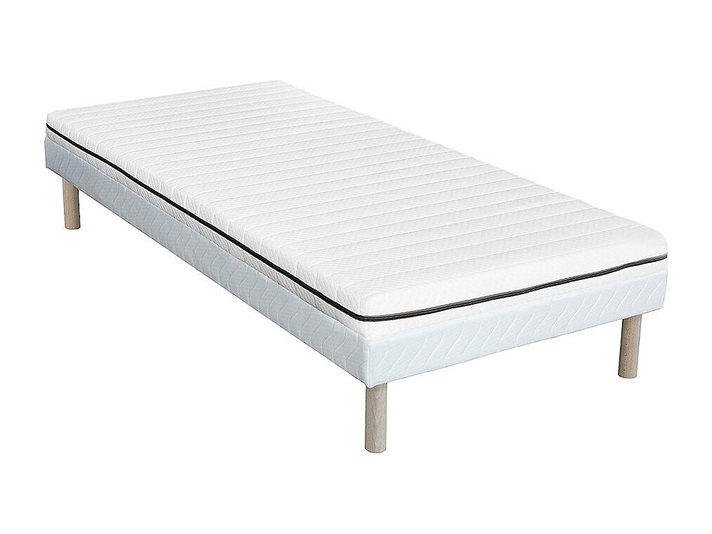 Zestaw stelaż + materac 90 x 190 cm z pianki ze zdejmowanym pokrowcem gr. 10 cm - NASUS YSMÉE