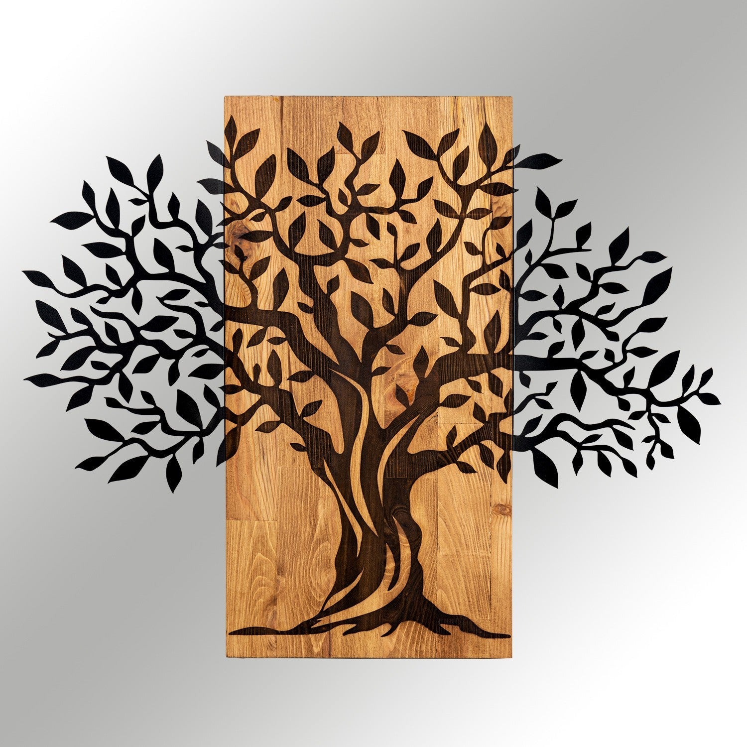 Décoration murale Chiara 72x58cm Arbre Bois Naturel et Métal Noir - 8