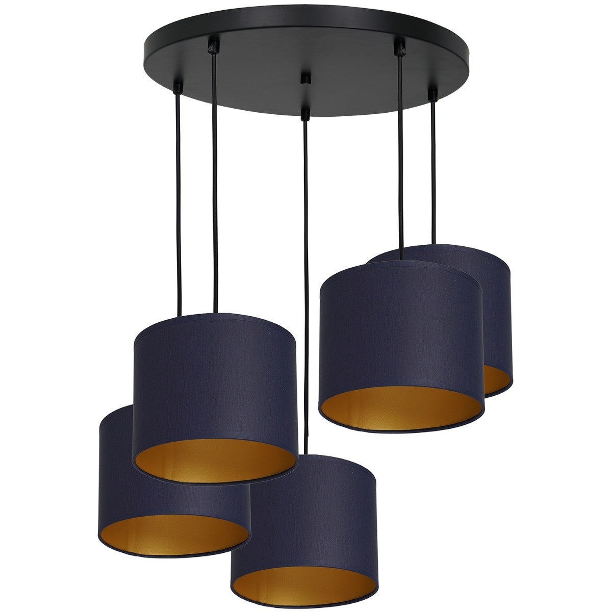 Lampa wisząca Arden czarny matowa-granatowy-złota 5xE27x15W wym: 110 x 58 x 58 cm tkanina Luminex
