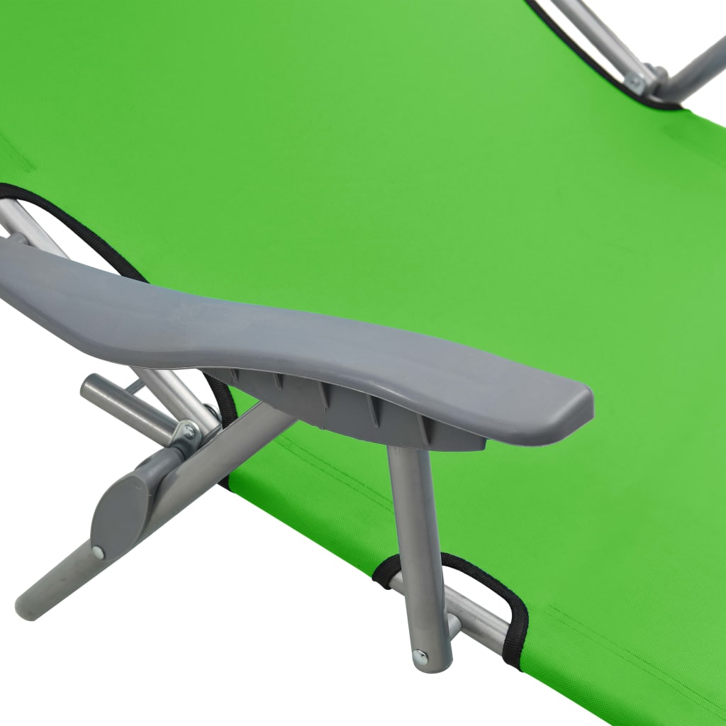 Chaise longue avec auvent Acier Vert - 6