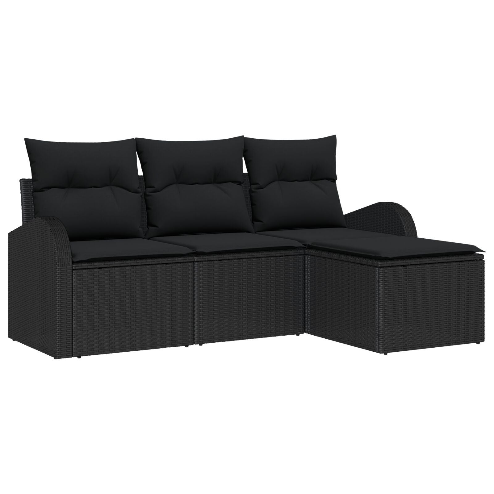 Zestaw Sof z poduszką z przechowywaniem 4 pcs Czarny polirattan vidaXL