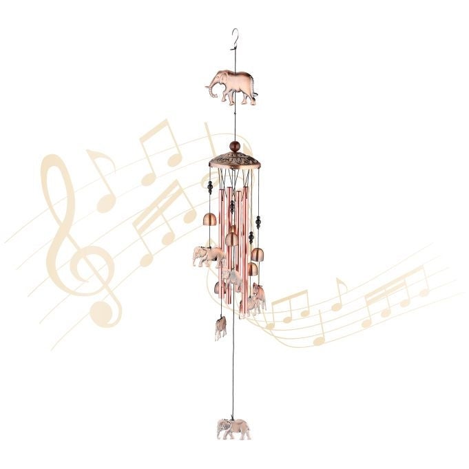 HUIOP Carillon Éolien 36 Cloches En Aluminium Massif - Barchime Doré Sur Base Bois Avec Trépied Réglable