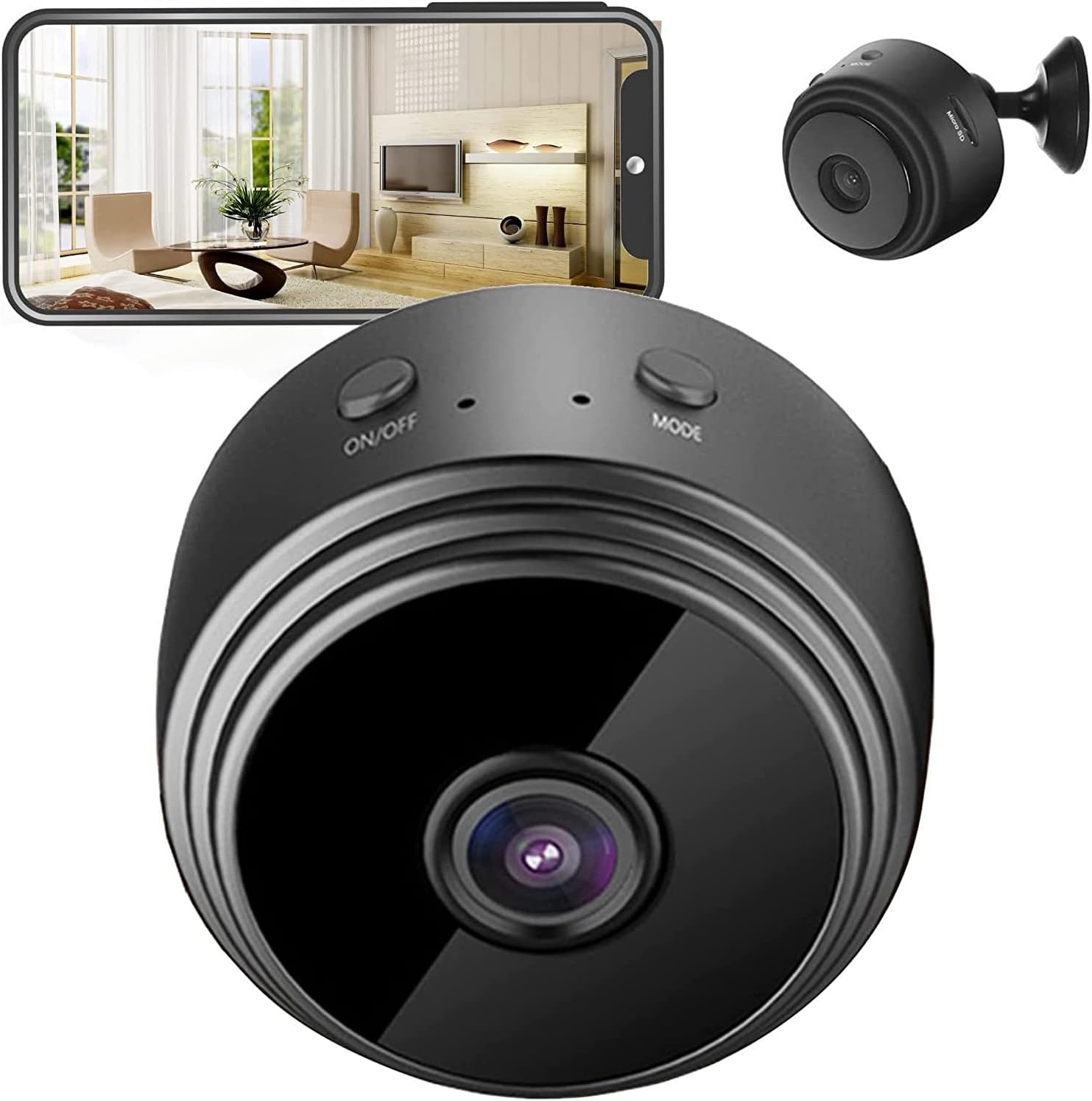 Mini Telecamera WiFi 1080P Da Interno – Batteria 1500mAh, Visione Notturna, Rilevamento Movimento, Angolo 130°, Con App Per Controllo Remoto