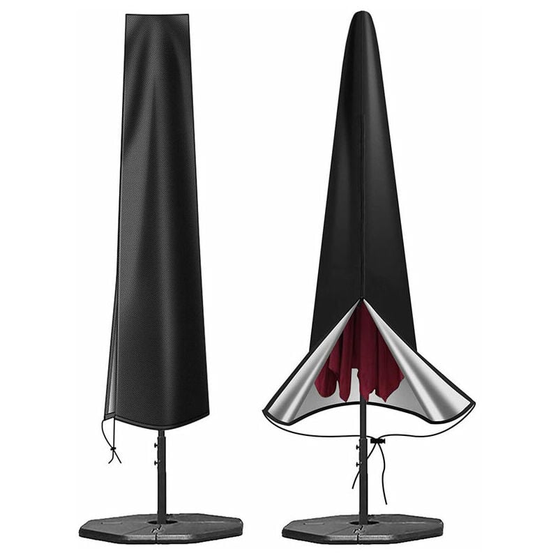 Pokrowiec na Parasol Wodoodporny Dwuwarstwowy Pokrowiec Parasol Wytrzymały Odporny Promieniowanie Wykonany z Tkaniny Oxford Pokrowiec Ochronny czarny