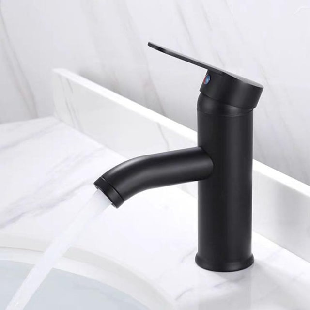 Grifo de baño, grifo de lavabo de agua fría y caliente, apto para fregadero de cocina, grifo de acero inoxidable, negro