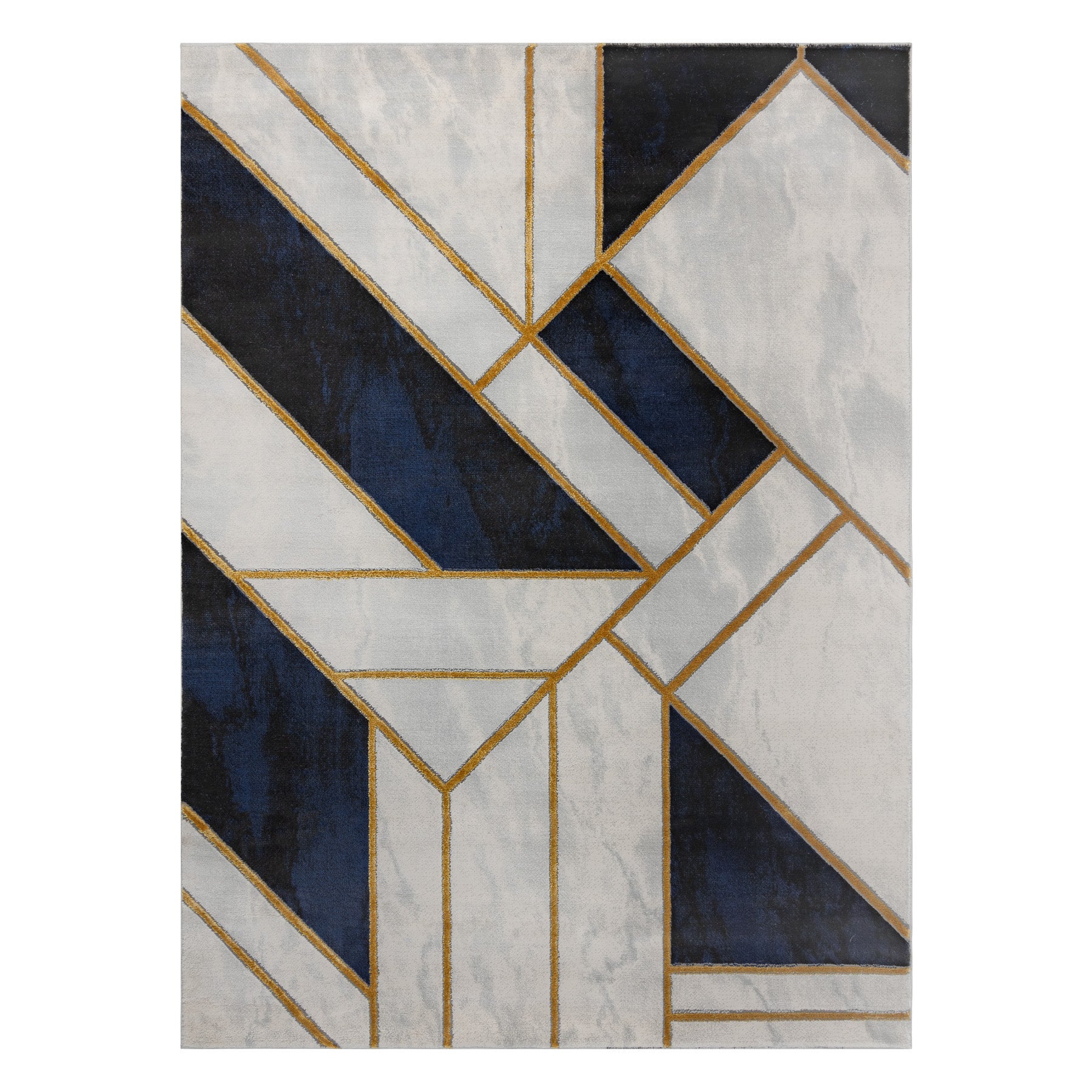 Dywan EMERALD ekskluzywny 1015 glamour, stylowy marmur, geometryczny granatowy / złoty 180x270 cm - 4