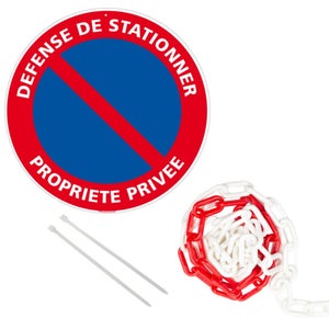 Kit Panneau Propriété Privée Jarden - Plaque Aluminium 30cm + Chaîne 10m Rouge Et Blanc - Signalisation