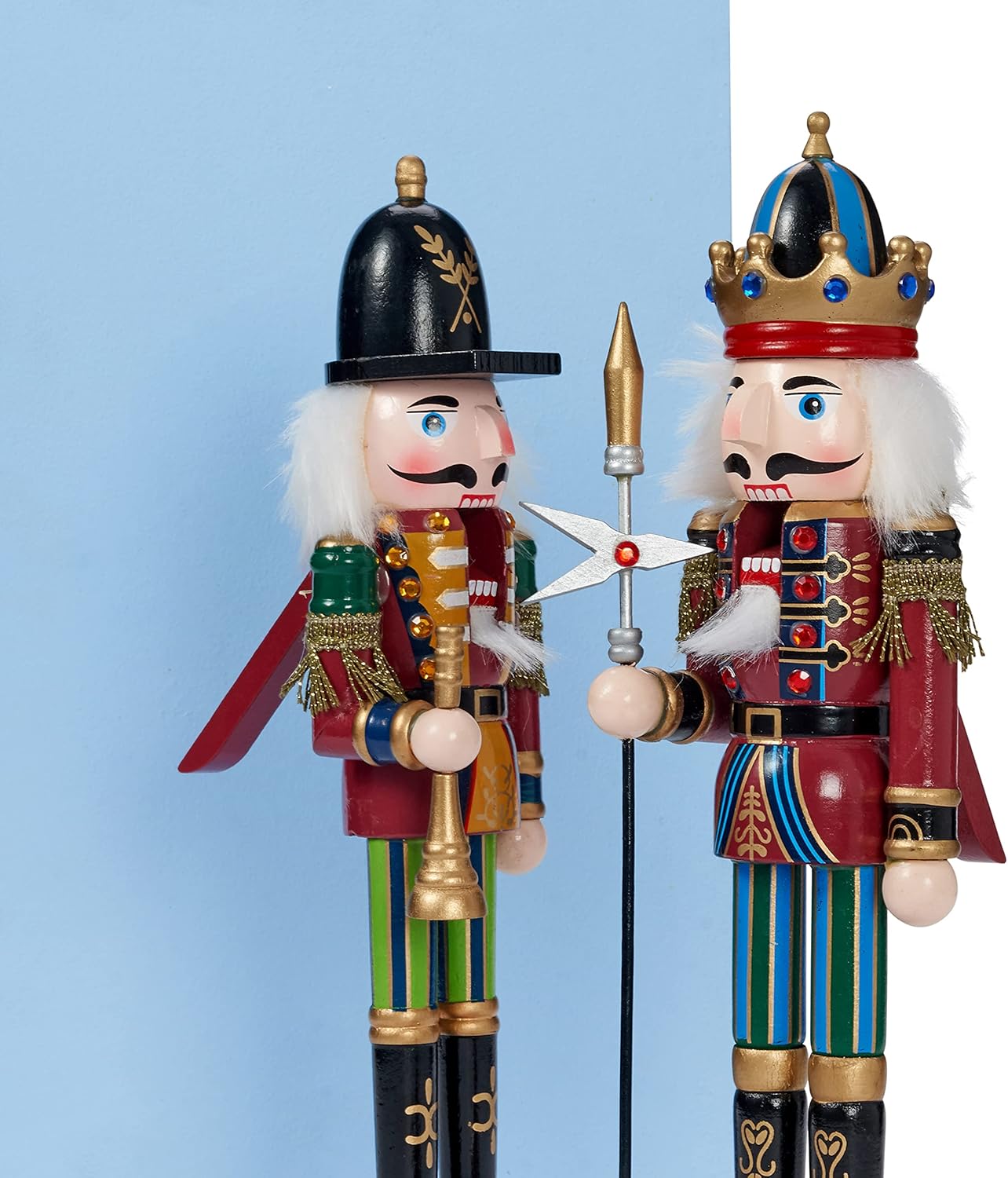 Juego de 2 Cascanueces de Madera Grandes para Navidad - 30 cm - Decoración Clásica - Cascanueces para el Hogar - Decoración Navideña - 4