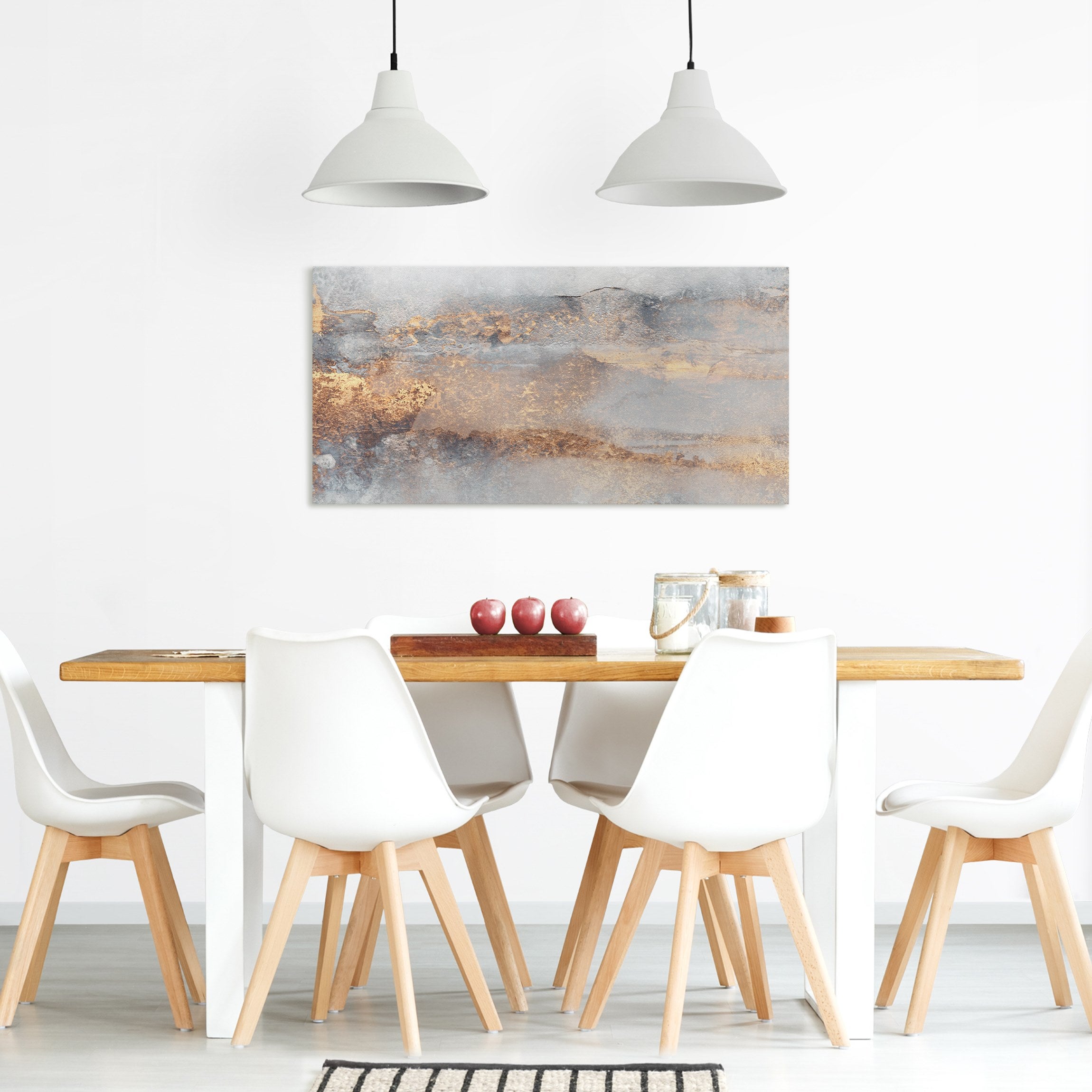 Impression sur toile tableau sur toile châssis gris art à motifs abstrait peinture 54 cuisine chambre à coucher salon couloir 100 x 50 cm - 2