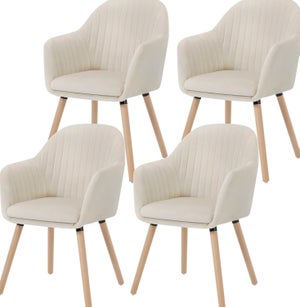 Lot De 4 Chaises De Salle à Manger Rétro - Pieds En Bois, Assise Grise