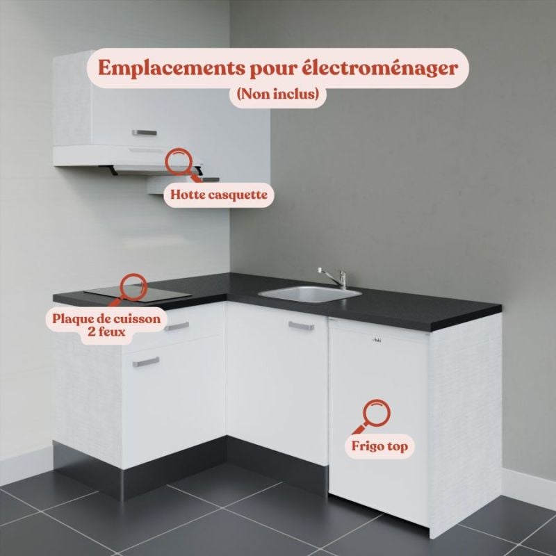 Kitchenette d'angle KA02L-PT avec plan de travail et évier - 5