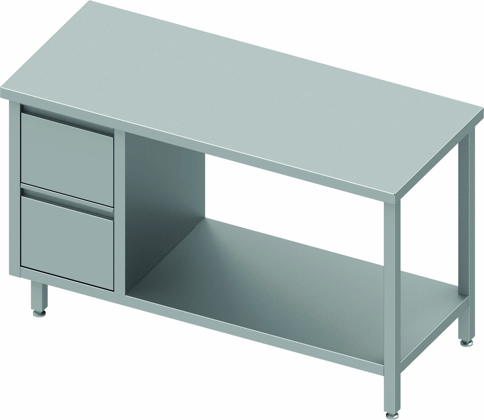 Table Inox Cuisine Professionnelle Avec 2 Tiroirs & Etagère - Gamme 700 ...