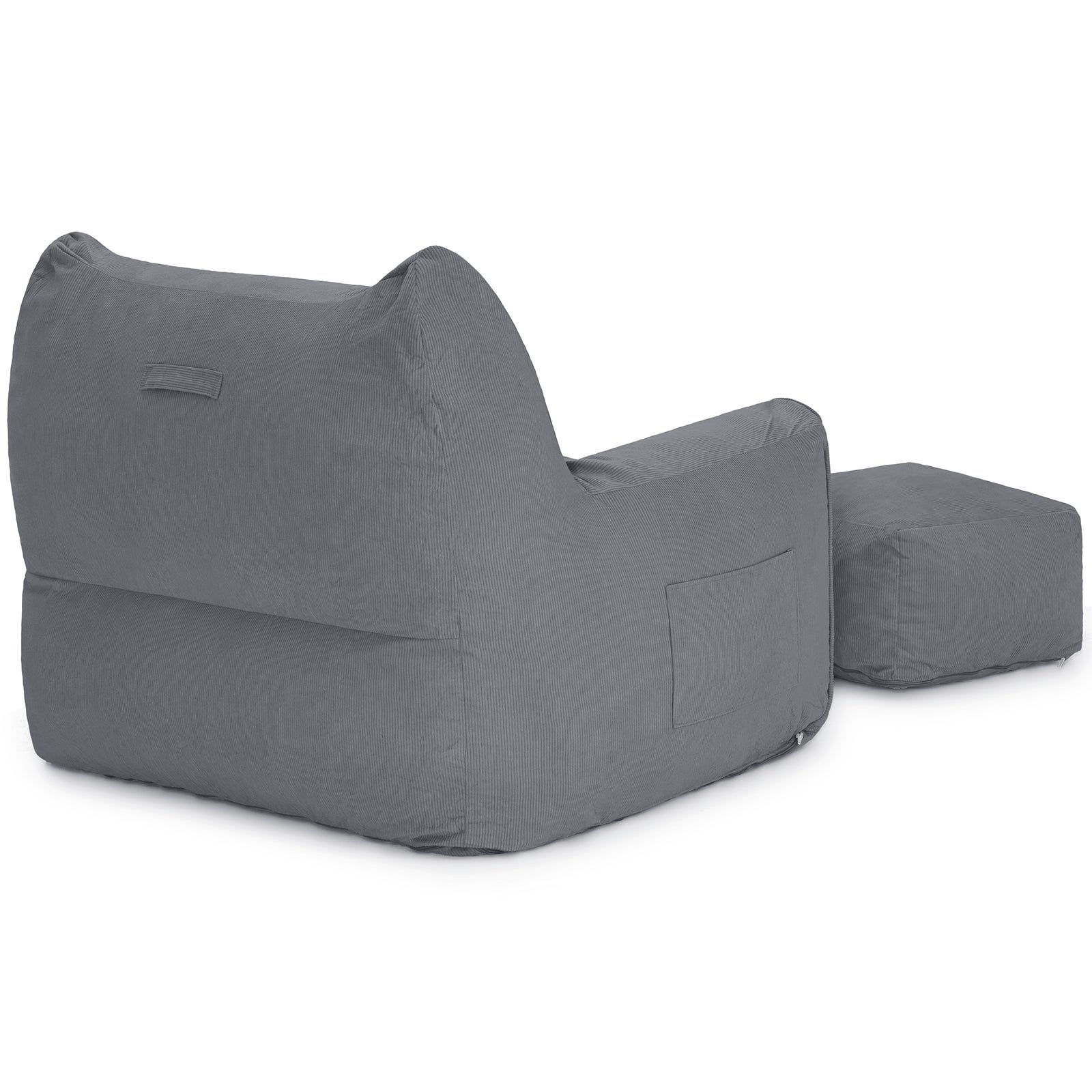 Poltrona de veludo cotelê, puff com apoio para os pés, 90x75x75cm, para quarto, sala de estar, presente de Natal - Cinza - 8