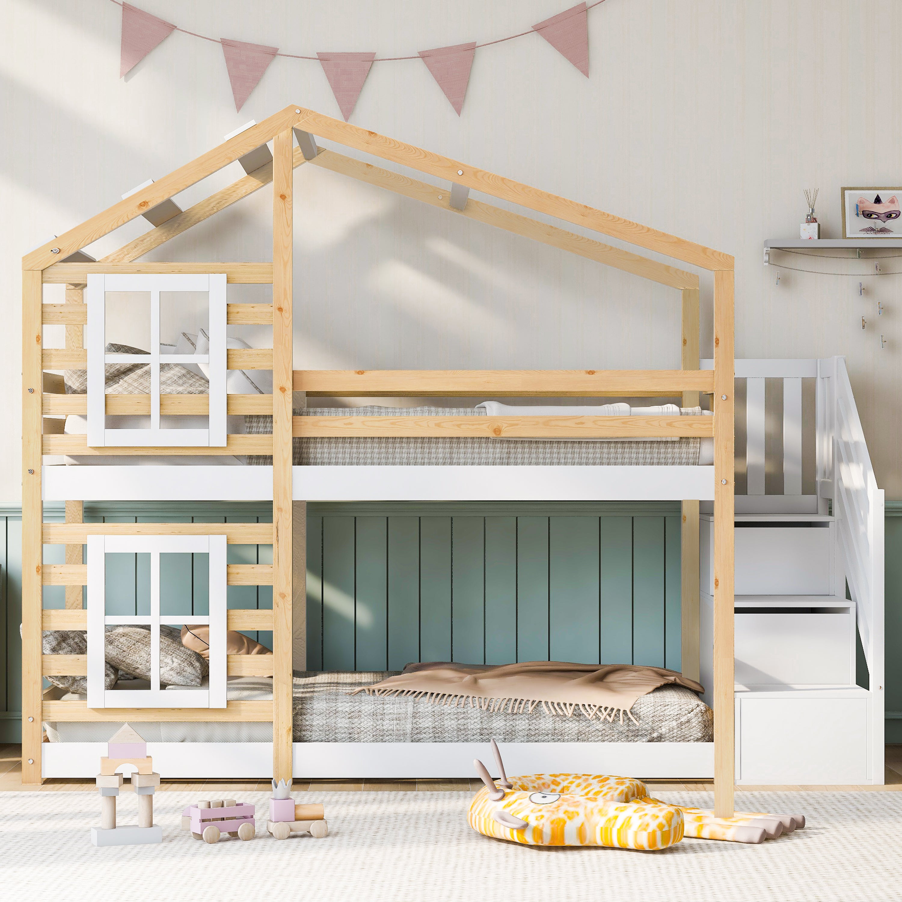 Lit Superposé Enfant Mezzanine Avec Toboggan - 90x200 Cm, Structure Métal, Noir, Sans Matelas