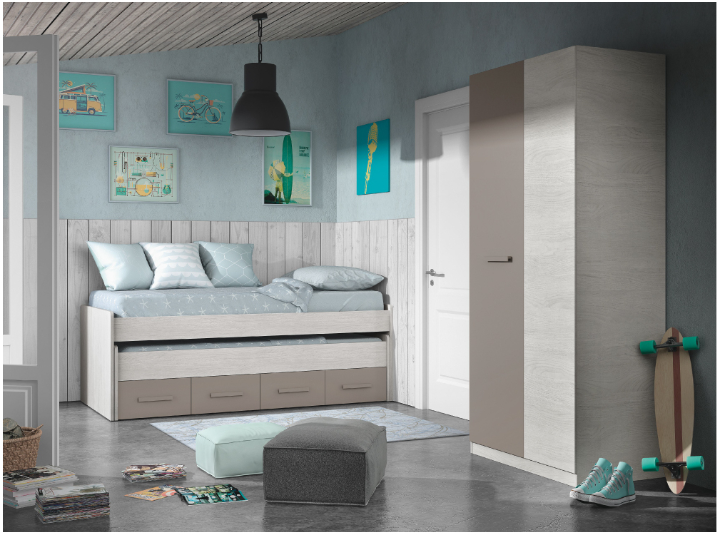 Armoire enfant MAUD 2 portes L90cm x H200cm - Taupe - 2