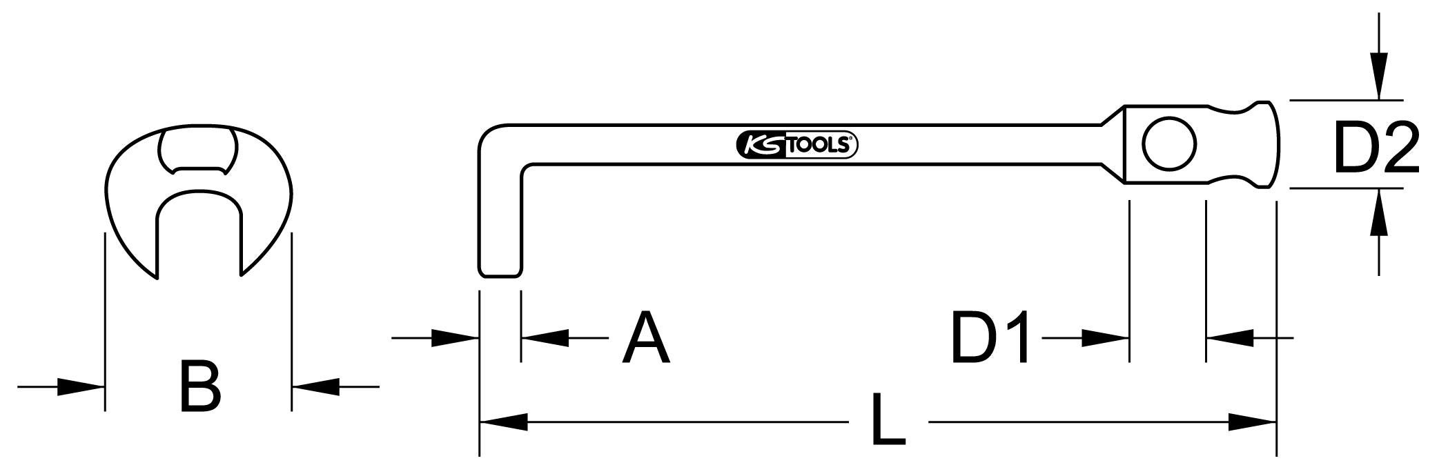 Clé à Crochet KS TOOLS 22 Mm - Sans Broche Tournante, Longueur 200 Mm, Acier Spécial - Neuve