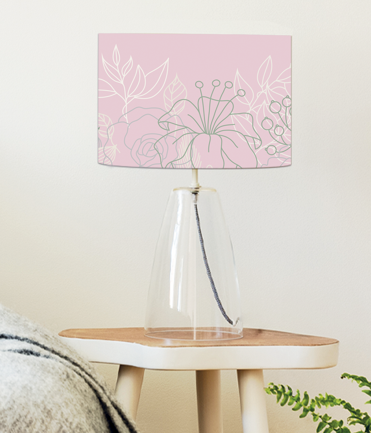 Abat-jour Chevet Bouquet Rose Poudré D: 25 x H: 20 | Leroy Merlin