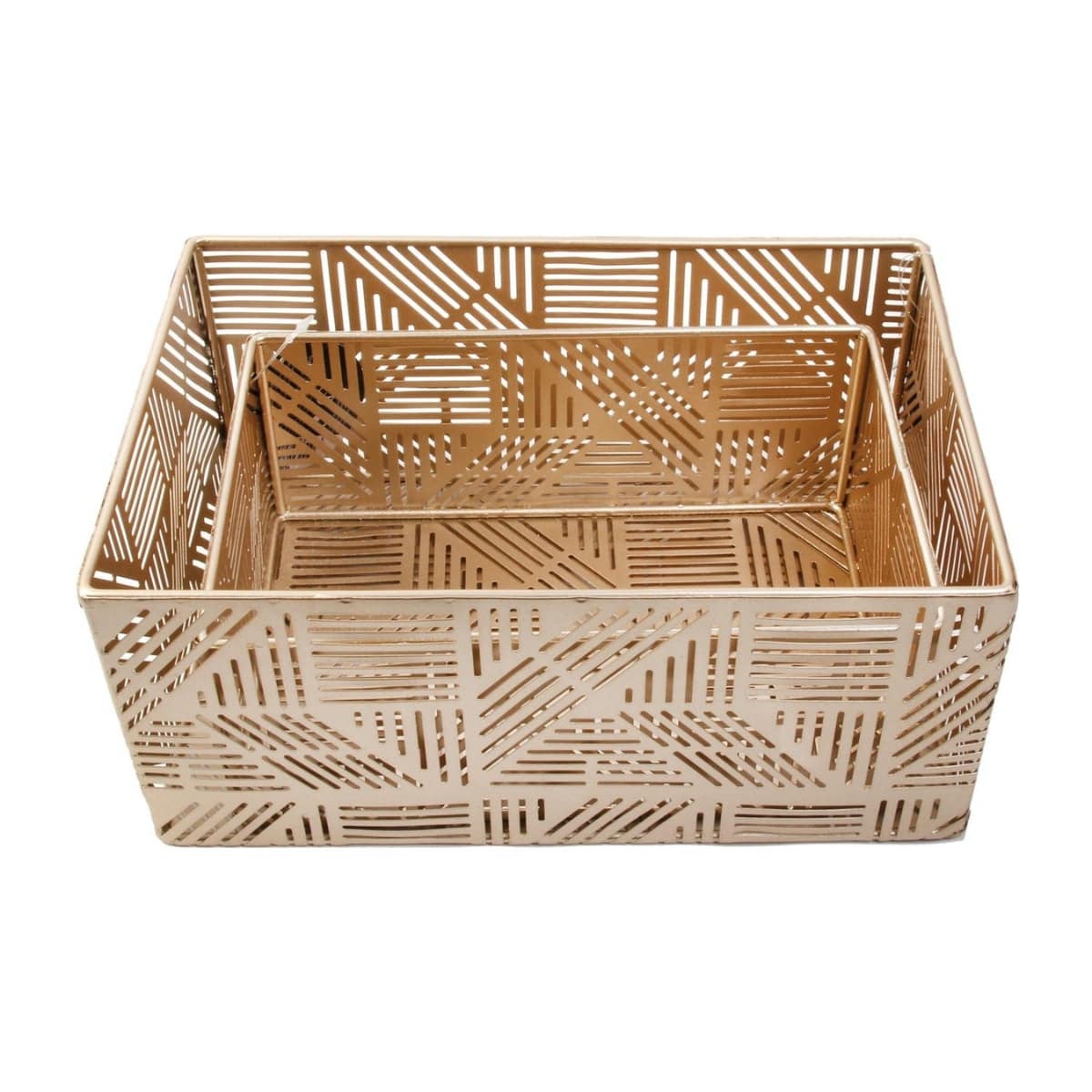 Lot de 2 Paniers de Rangements en Métal Doré Ajouré Motif Géométrique - GLOWUP - 4