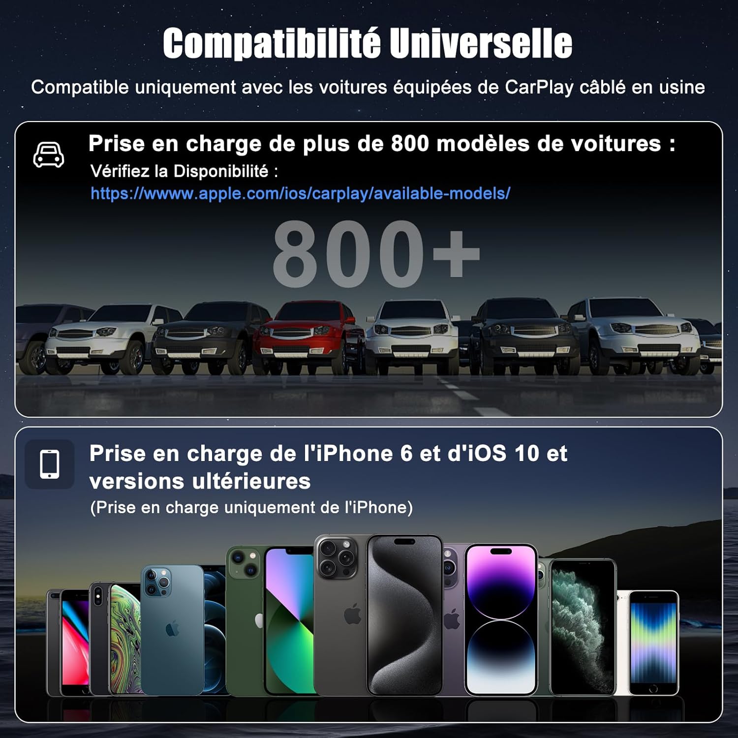 Adaptateur vidéo CarPlay sans fil, compatible Netflix, YouTube, TikTok, pour iPhone, filaire vers sans fil - 6