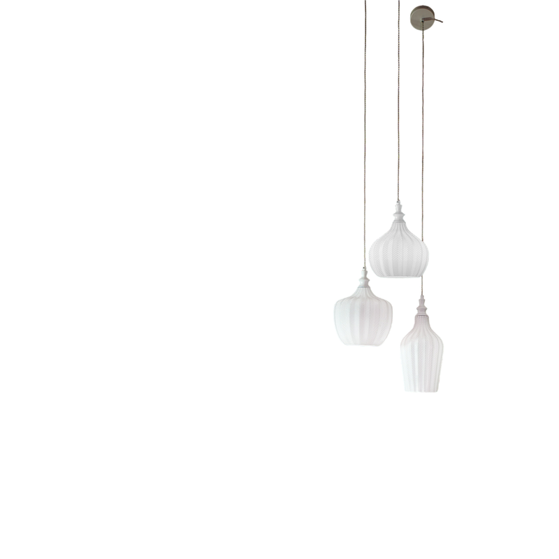 Gea Luce  Cleofe, Lámpara Colgante De 3 Luces En Cristal Transparente Y Latón, 3Xe27 Max 3X60w, Decorativa Estilo Vintage, Ip20 Blanco , Leroy Merlin