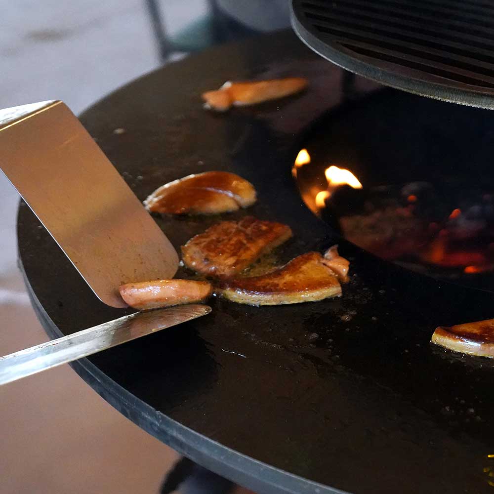 Brasero plancha sur desserte - corten - diamètre 100cm - 4