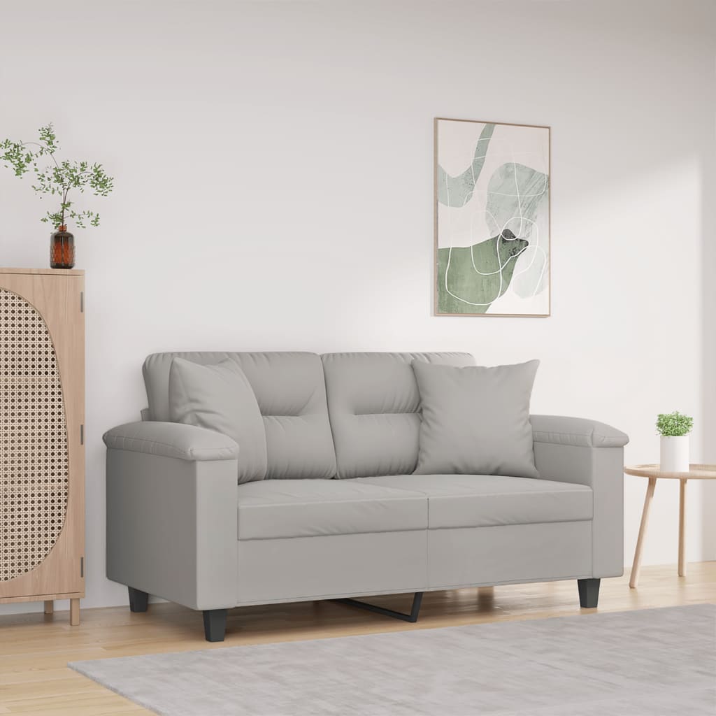 Canapé 2 places，Sofa pour Salon，Banquette avec oreillers gris clair 120 cm CDS48734 - 2