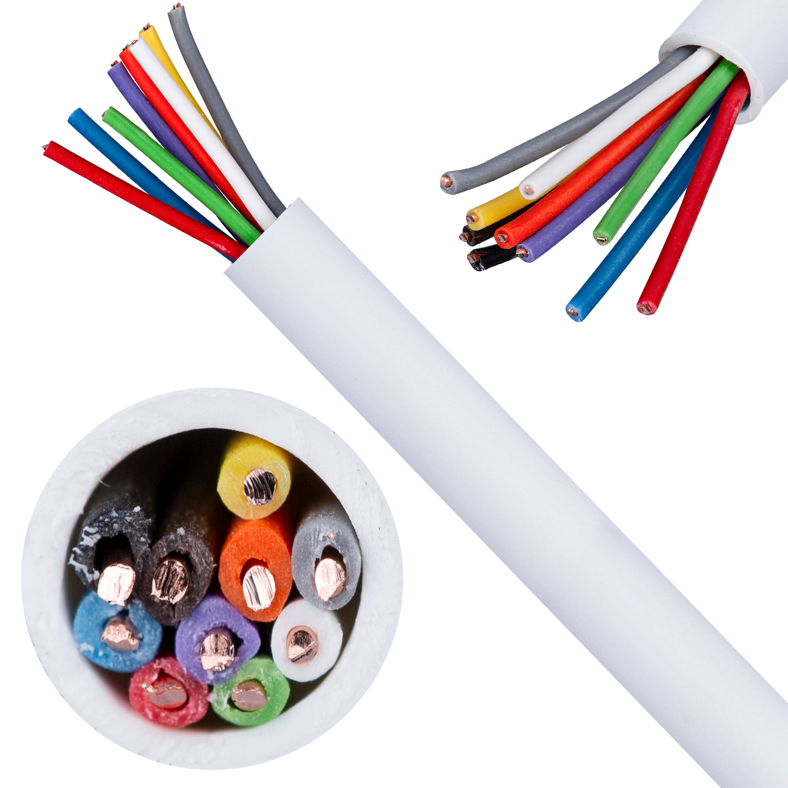 Kabel alarmowy YTDY 10x0,5mm biały 100V domofonowy drut Elektrokabel 100m