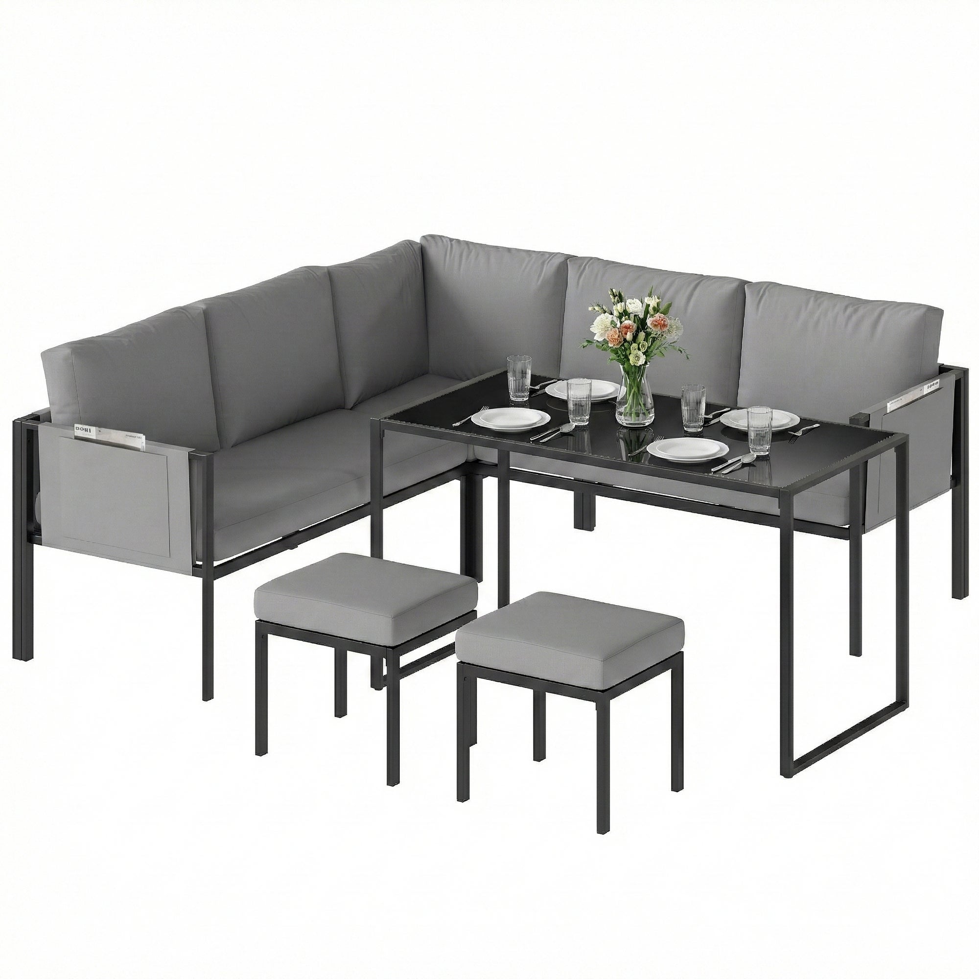 Salon de jardin 7 places acier galvanisé Outsunny - 2