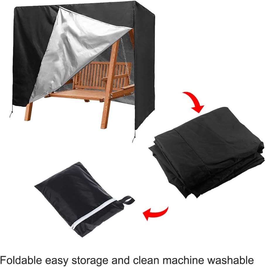 Pokrowiec ochronny na huśtawkę ogrodową 3-4-osobową - 220x125x170 cm - wodoodporny, anty-UV - pokrowiec na huśtawkę ogrodową - czarny - 4