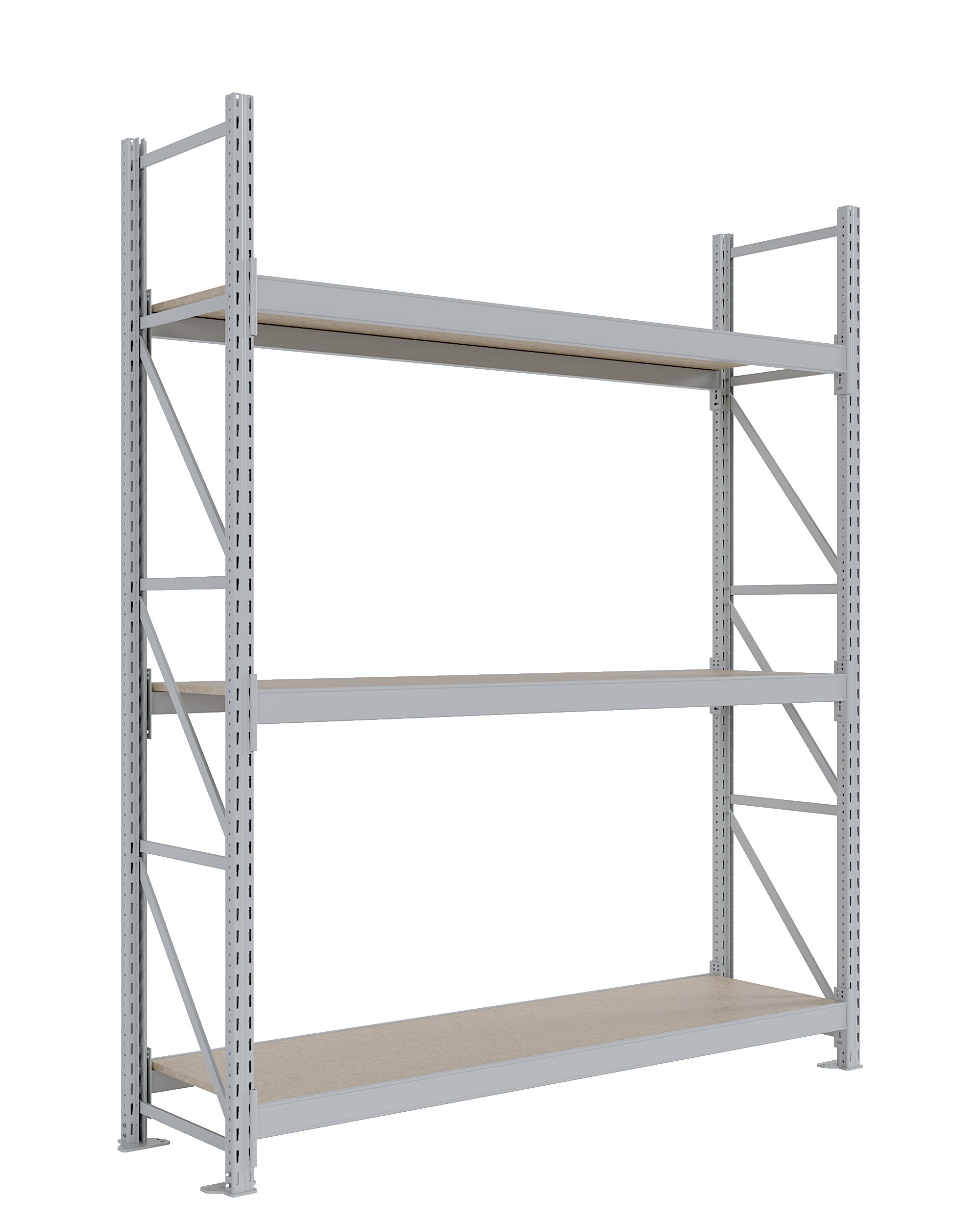 Regał magazynowy KX 200x60x250cm nośność 500 kg 3 półki wolnostojący z nogą końcową jasny szary KTD