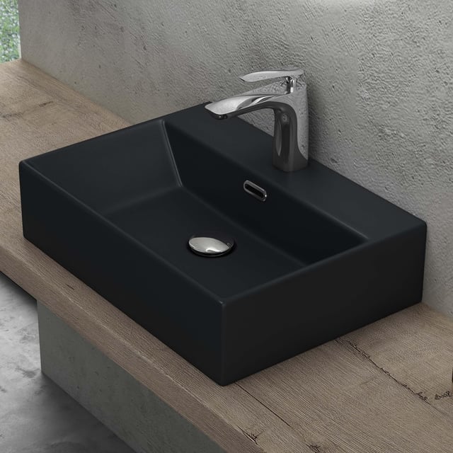 Lave-main Rectangulaire Céramique Noire – Rue Du Bain 431N901 – 38x15 Cm