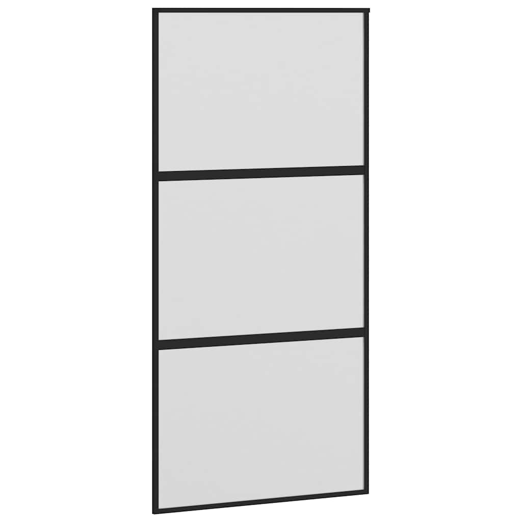 Puerta corredera vidrio templado y aluminio negra 102,5x205 cm vidaXL - 2