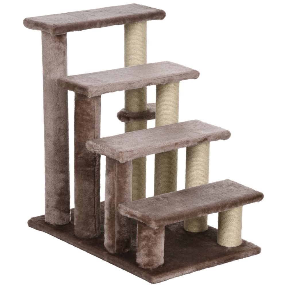 Escalera para mascotas madera marrn 4 escalones kratzbaum rascador gatos  perros pequeos hasta 5kg 60x40x64cm robusta antideslizante | Leroy Merlin