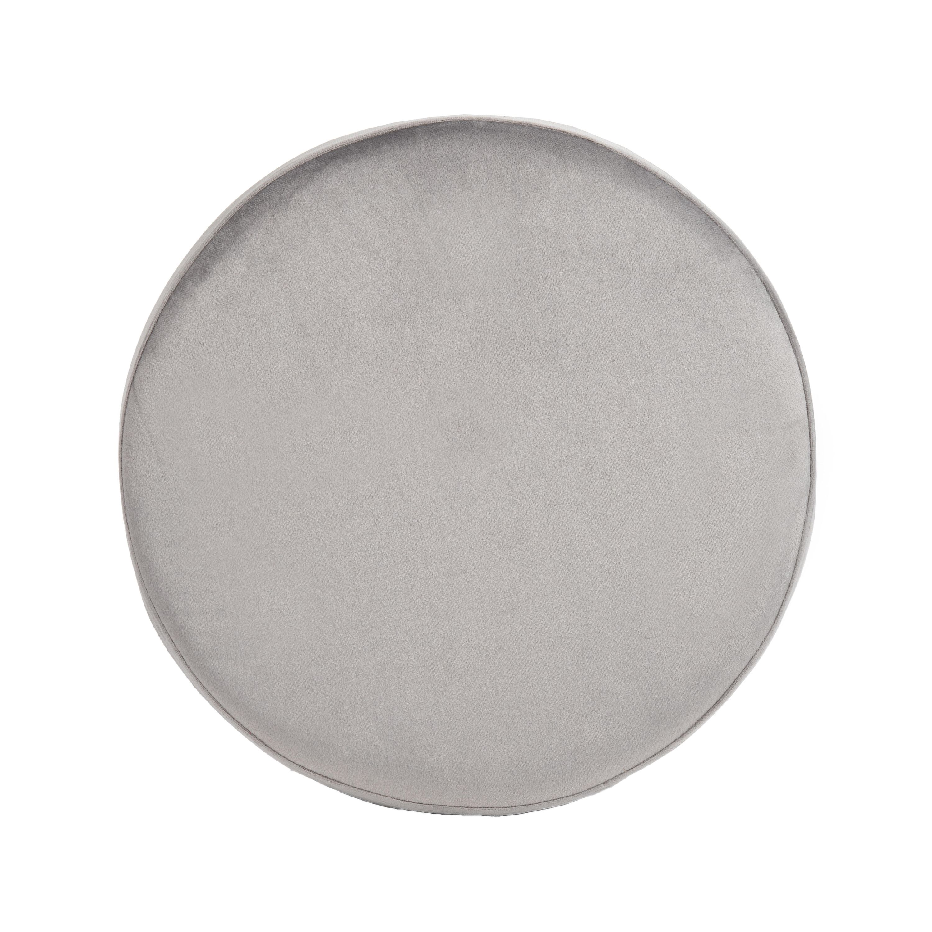 Okrągły puf dekoracyjny z ciemnoszarego aksamitu i czarnego metalu 34x40x34cm - 4
