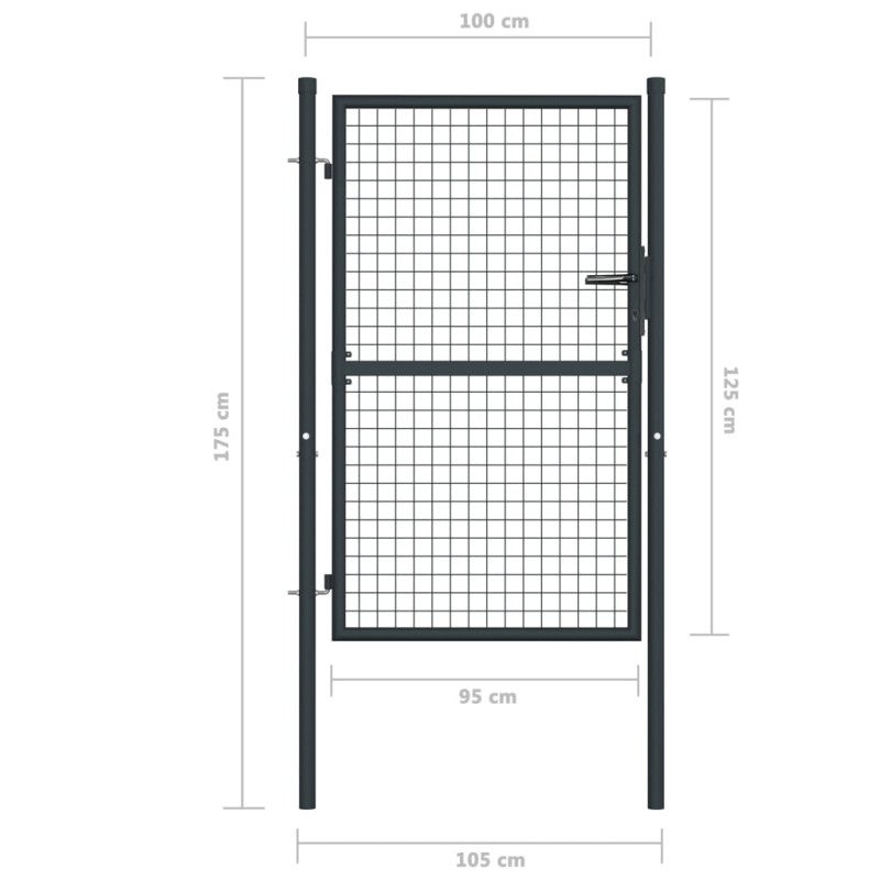 Portail en maille de jardin Acier galvanisé 100 x 175 cm Gris - 5