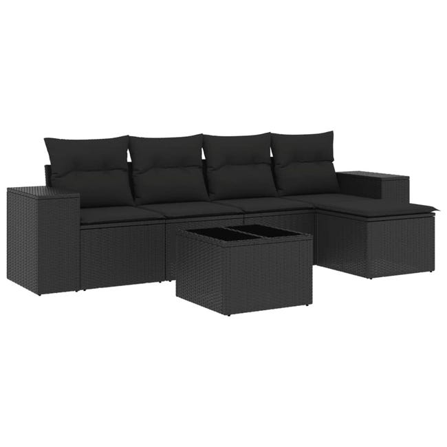 VidaXL Set Divani da Giardino con Cuscini 4 pz in Plastica Grigio VidaXL Set Divani da Giardino con Cuscini 4 pz in Plastica Grigio