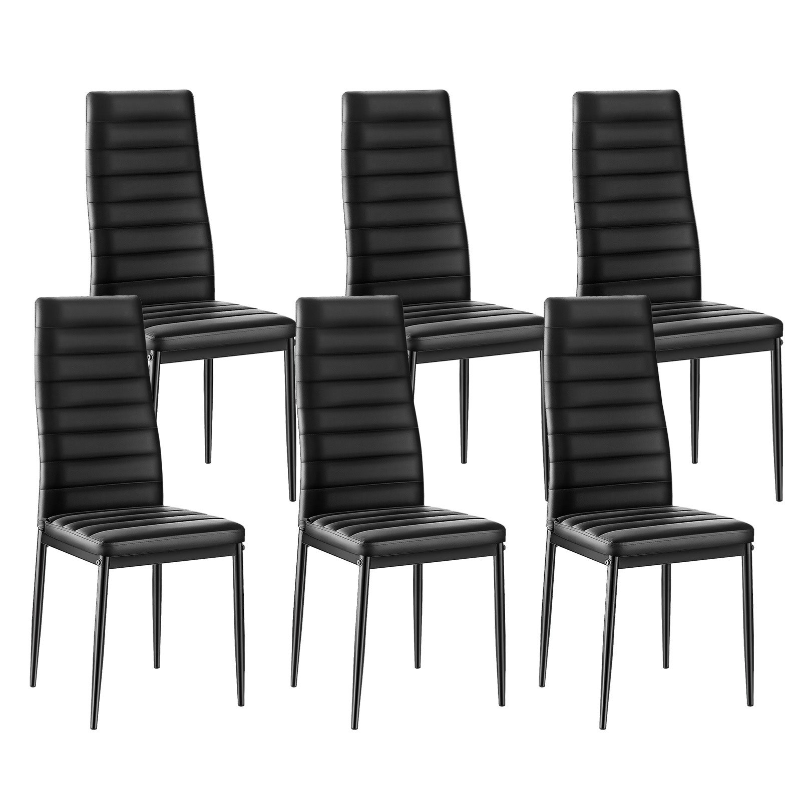 Krzesła do jadalni VEVOR 6 szt., czarne, ergonomiczne, PVC, metalowa konstrukcja 136 kg