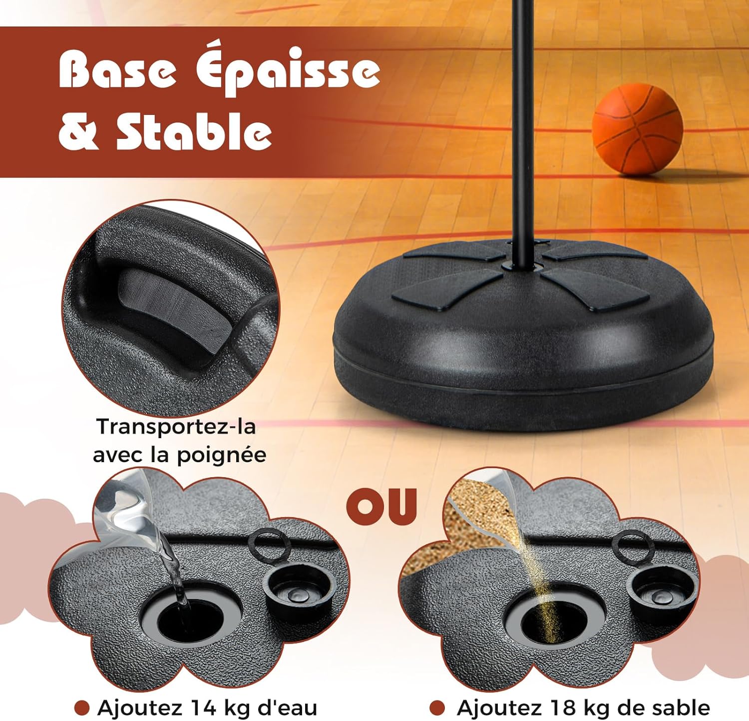 Canestro da Basket per Bambini da Esterno ed Interno, Canestro da Basket 2-in-1 con Bersaglio, 6 Freccette, Base Riempibile e Supporto per Can - 7