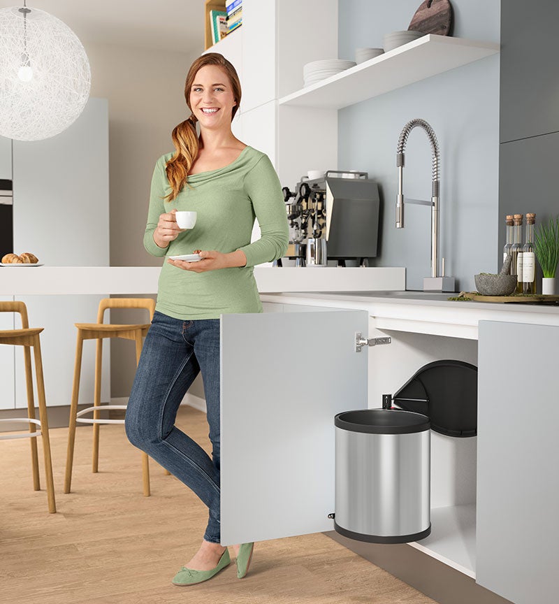 Poubelle de cuisine encastrable sous évier 15L Hailo Compact-Box M Coloris - Inox - 2