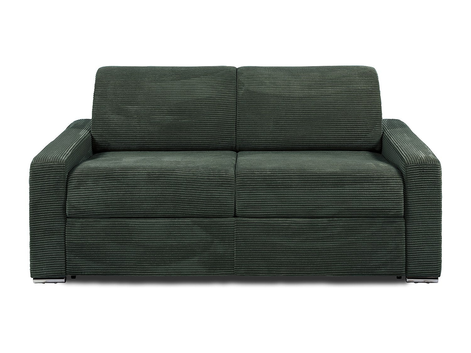 Kanapa 3-osobowa rozkładana typu express z zielonego sztruksu - Miejsce do spania z szerokimi listewkami 140 cm - Materac 18 cm - CALITO