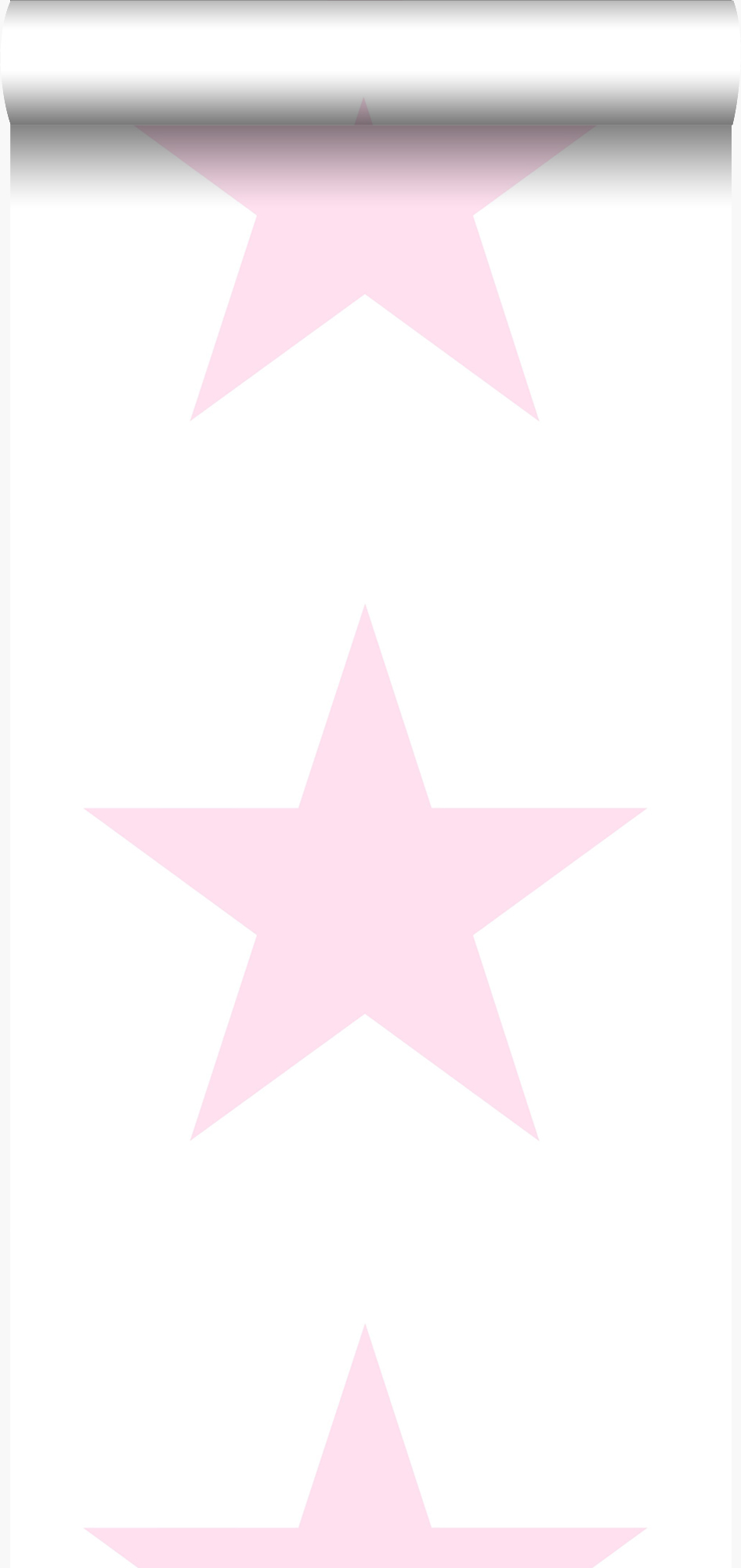 Papel pintado estrellas rosa cipria pastel claro y blanco mate - 53 cm x 10.05 m - origin wallcoverings