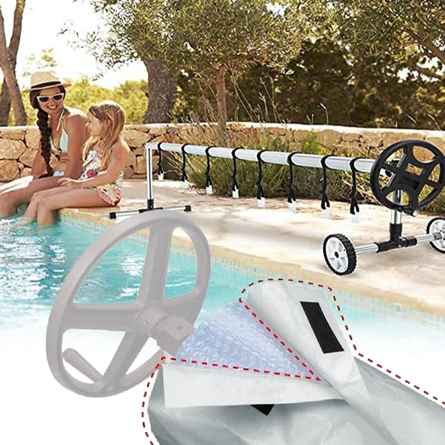 Couverture Enrouleur Bâche Piscine En Tissu Imperméable, Pare-Soleil, Anti-Poussière, Pour Jardin Extérieur——550*96cm vert - 5