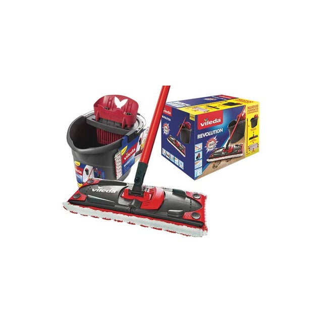 Vileda SuperMocio Set Mocio con Manico, Secchio, Fiocco 3Action XL, Strizzatore Torsion Power