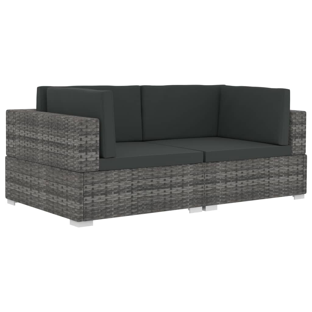 Maison Exclusive - Poltrone Modulari ad Angolo con Cuscini 2 pz Polyrattan Grigio - 2
