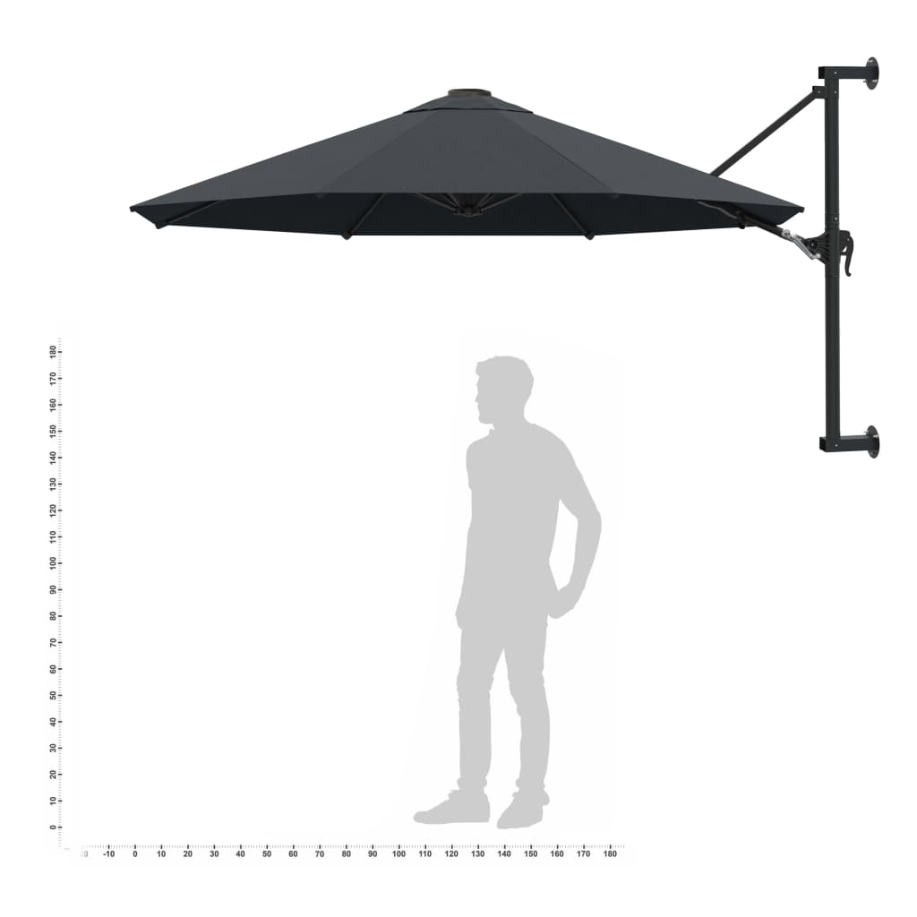 Parasol mural avec mât métallique 300 cm Anthracite vidaXL - 8
