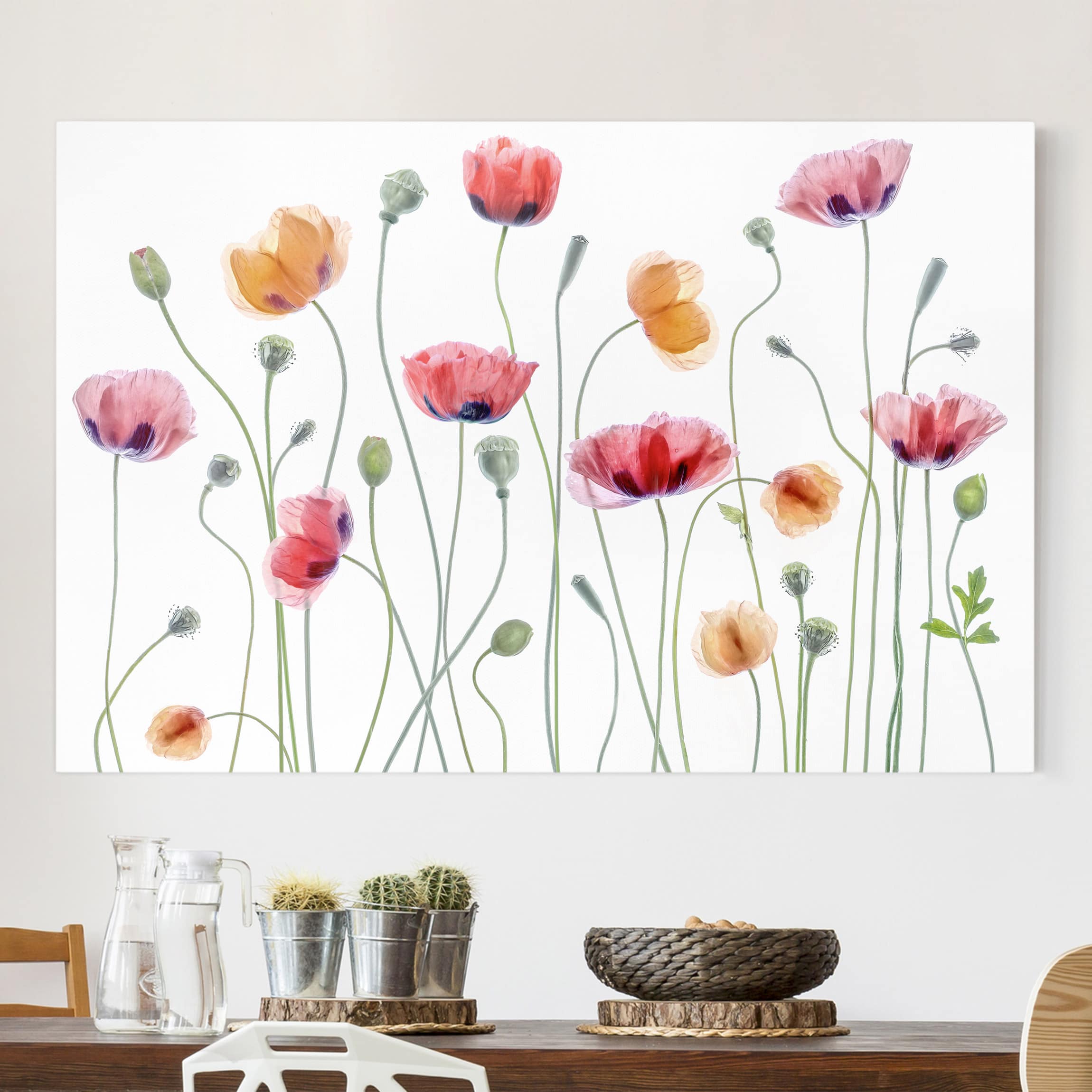Lienzo cuadro en lienzo bastidor impresion en lienzo blanco botánica flor amapola fotografía 335 cocina dormitorio salón pasillo 60 x 40 cm