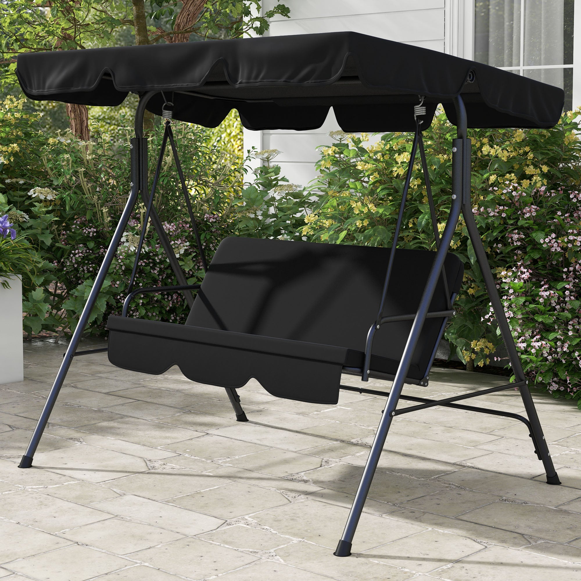 Balancelle de jardin acier 3 places Outsunny noir - 2