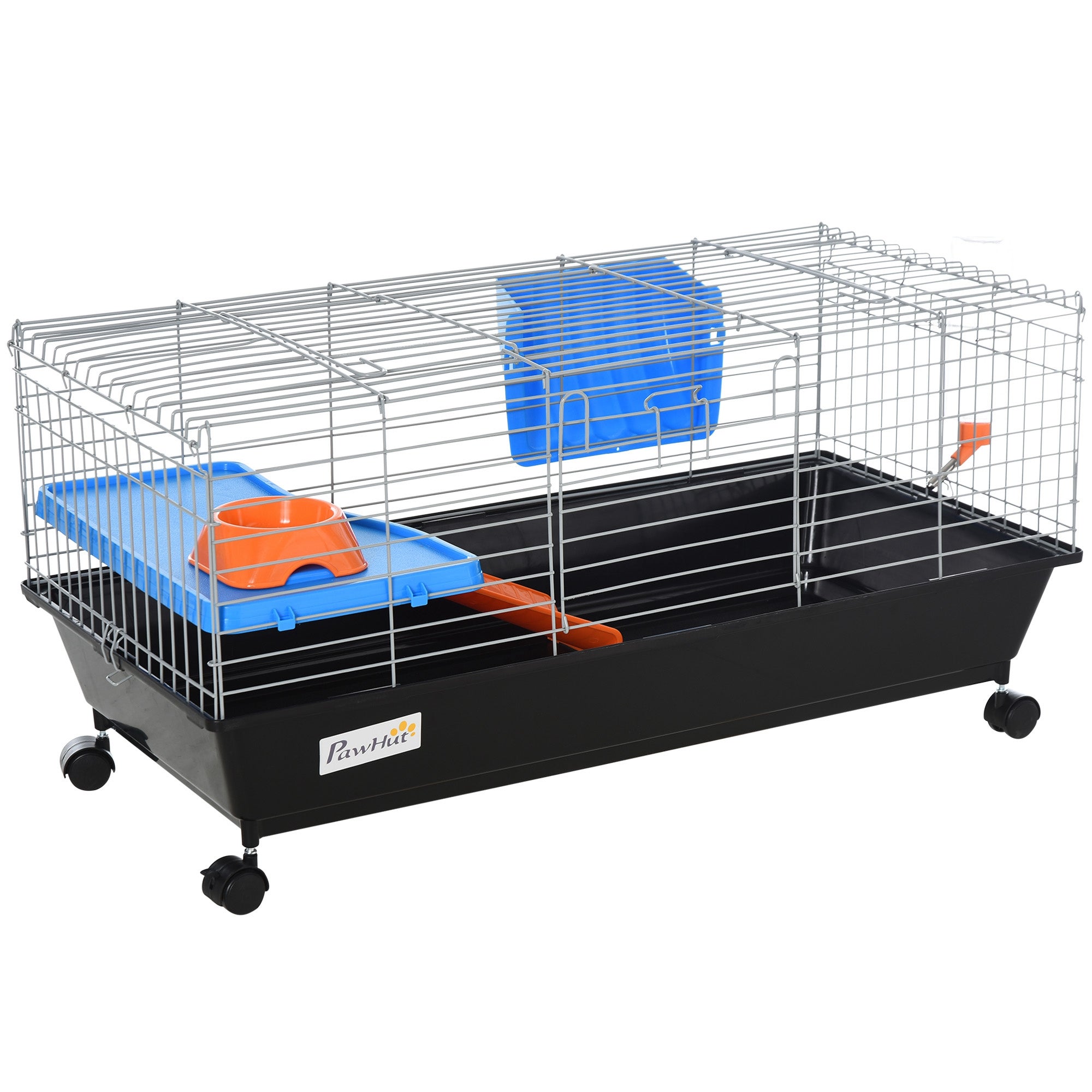 Petite cage à rongeurs avec roues et toit ouvrant 89 x 44 x 43 cm noire ...