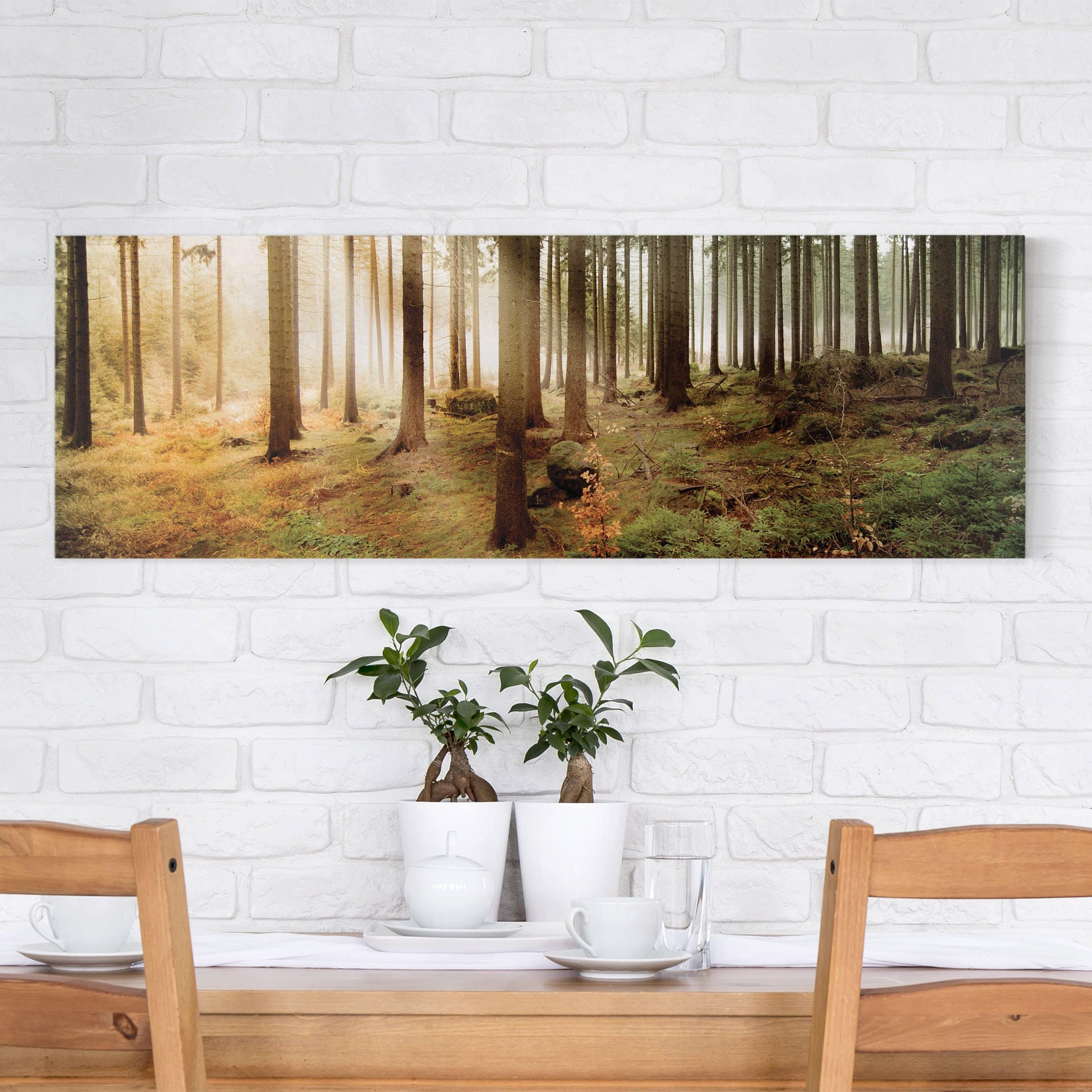 Lienzo cuadro en lienzo bastidor impresion en lienzo verde botánica árboles bosque 155 cuarto de baño dormitorio salón pasillo 150 x 50 cm
