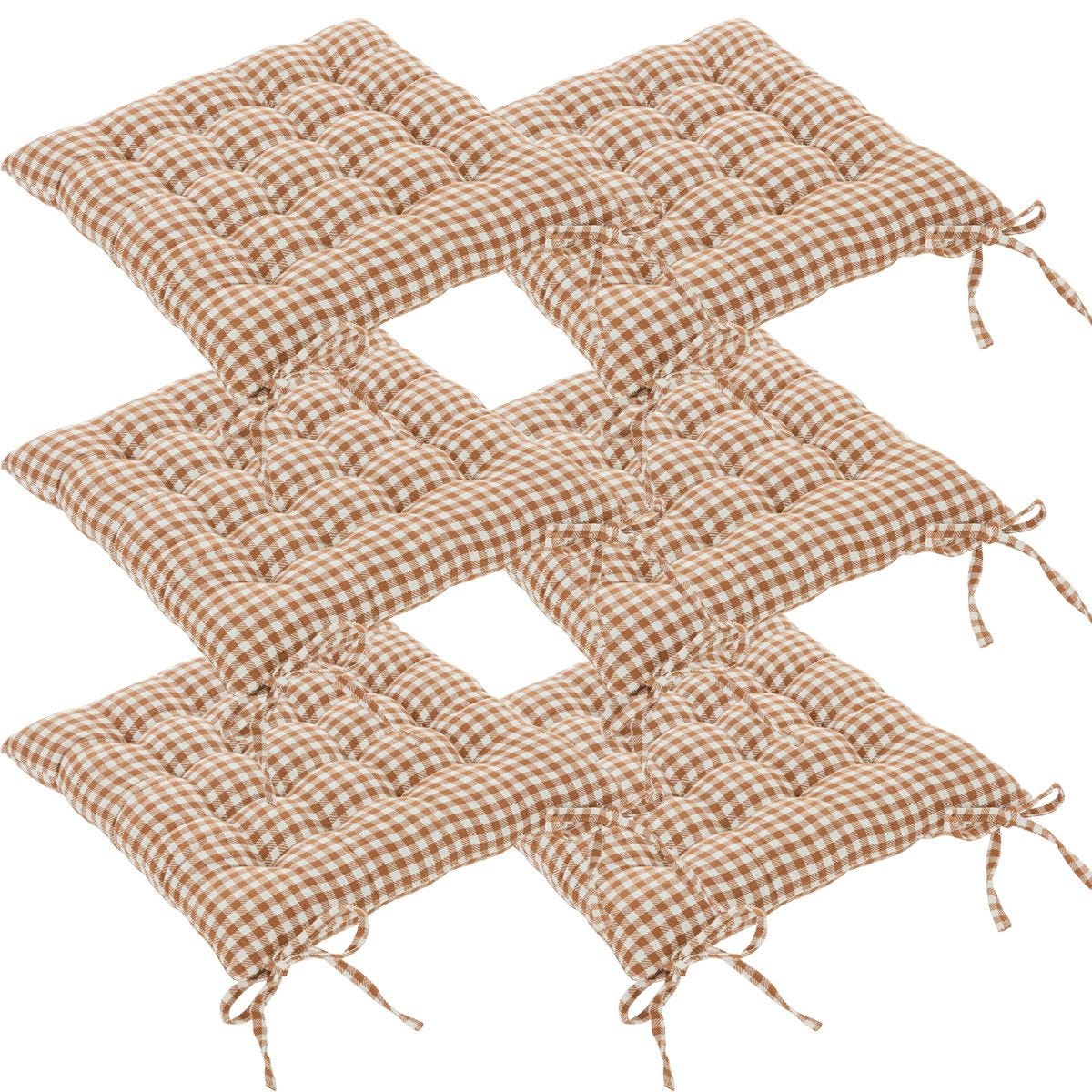 Lot De 6 Galettes De Chaise En Coton Vichy Ivoire Et Terracotta 38 X 38 lot-de-6-galettes-de-chaise-en-coton-vichy-ivoire-et-terracotta-38-x-38
